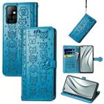 For Infinix Note 8 Lovely Cat and Dog Embossing Pattern Horizontal Flip Leather Case , with Holder & Card Slots & Wallet & Cartoon Clasp & Lanyard(Blue)