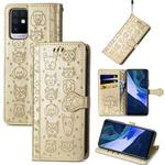 For Infinix Note 10 Lovely Cat and Dog Embossing Pattern Horizontal Flip Leather Case , with Holder & Card Slots & Wallet & Cartoon Clasp & Lanyard(Gold)