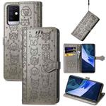 For Infinix Note 10 Lovely Cat and Dog Embossing Pattern Horizontal Flip Leather Case , with Holder & Card Slots & Wallet & Cartoon Clasp & Lanyard(Grey)