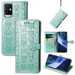 For Infinix Note 10 Lovely Cat and Dog Embossing Pattern Horizontal Flip Leather Case , with Holder & Card Slots & Wallet & Cartoon Clasp & Lanyard(Green)