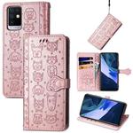 For Infinix Note 10 Lovely Cat and Dog Embossing Pattern Horizontal Flip Leather Case , with Holder & Card Slots & Wallet & Cartoon Clasp & Lanyard(Rose Gold)