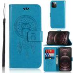 For iPhone 13 Pro Max Wind Chime Owl Embossing Pattern Horizontal Flip Leather Case with Holder & Card Slots & Wallet (Blue)
