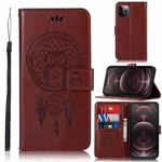 For iPhone 13 Pro Max Wind Chime Owl Embossing Pattern Horizontal Flip Leather Case with Holder & Card Slots & Wallet (Brown)