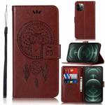 For iPhone 13 Pro Wind Chime Owl Embossing Pattern Horizontal Flip Leather Case with Holder & Card Slots & Wallet (Brown)