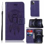For iPhone 13 Wind Chime Owl Embossing Pattern Horizontal Flip Leather Case with Holder & Card Slots & Wallet(Purple)