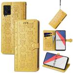 For Vivo iQOO 7 Lovely Cat and Dog Embossing Pattern Horizontal Flip Leather Case , with Holder & Card Slots & Wallet & Cartoon Clasp & Lanyard(Yellow)