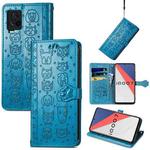 For Vivo iQOO 7 Lovely Cat and Dog Embossing Pattern Horizontal Flip Leather Case , with Holder & Card Slots & Wallet & Cartoon Clasp & Lanyard(Blue)
