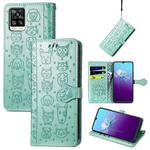 For V20 2021 Lovely Cat and Dog Embossing Pattern Horizontal Flip Leather Case , with Holder & Card Slots & Wallet & Cartoon Clasp & Lanyard(Green)