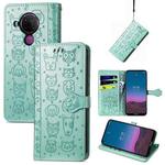 For Nokia 5.4 Lovely Cat and Dog Embossing Pattern Horizontal Flip Leather Case , with Holder & Card Slots & Wallet & Cartoon Clasp & Lanyard(Green)