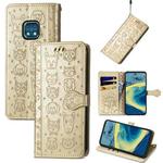 For Nokia XR20 Lovely Cat and Dog Embossing Pattern Horizontal Flip Leather Case , with Holder & Card Slots & Wallet & Cartoon Clasp & Lanyard(Gold)