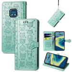 For Nokia XR20 Lovely Cat and Dog Embossing Pattern Horizontal Flip Leather Case , with Holder & Card Slots & Wallet & Cartoon Clasp & Lanyard(Green)