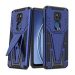 For Motorola Moto G Play 2021 Super V Armor PC + TPU Shockproof Case with Invisible Holder(Blue)