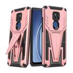 For Motorola Moto G Play 2021 Super V Armor PC + TPU Shockproof Case with Invisible Holder(Rose Gold)