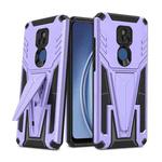 For Motorola Moto G Play 2021 Super V Armor PC + TPU Shockproof Case with Invisible Holder(Purple)