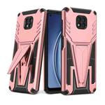 For Motorola Moto G Power 2021 Super V Armor PC + TPU Shockproof Case with Invisible Holder(Rose Gold)