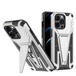 For iPhone 13 mini Super V Armor PC + TPU Shockproof Case with Invisible Holder (Silver)