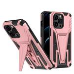 For iPhone 13 Super V Armor PC + TPU Shockproof Case with Invisible Holder(Rose Gold)
