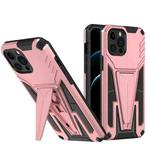 For iPhone 12 Pro Max Super V Armor PC + TPU Shockproof Case with Invisible Holder(Rose Gold)