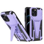 For iPhone 12 Pro Max Super V Armor PC + TPU Shockproof Case with Invisible Holder(Purple)