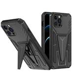 For iPhone 12 Pro Max Super V Armor PC + TPU Shockproof Case with Invisible Holder(Black)