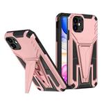 For iPhone 11 Super V Armor PC + TPU Shockproof Case with Invisible Holder (Rose Gold)