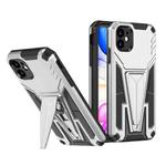 For iPhone 11 Super V Armor PC + TPU Shockproof Case with Invisible Holder (Silver)