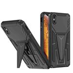 For iPhone X / XS Super V Armor PC + TPU Shockproof Case with Invisible Holder(Black)
