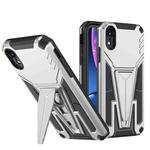 For iPhone XR Super V Armor PC + TPU Shockproof Case with Invisible Holder(Silver)