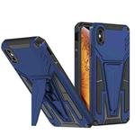 For iPhone XS Max Super V Armor PC + TPU Shockproof Case with Invisible Holder(Blue)