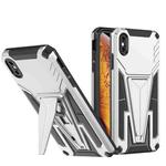 For iPhone XS Max Super V Armor PC + TPU Shockproof Case with Invisible Holder(Silver)