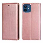 For iPhone 13 PU + TPU Gloss Oil Solid Color Magnetic Horizontal Flip Leather Case with Holder & Card Slot & Wallet(Rose Gold)