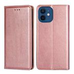 For iPhone 13 mini PU + TPU Gloss Oil Solid Color Magnetic Horizontal Flip Leather Case with Holder & Card Slot & Wallet (Rose Gold)