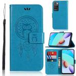 For Xiaomi Redmi 10 Wind Chime Owl Embossing Pattern Horizontal Flip Leather Case with Holder & Card Slots & Wallet(Blue)