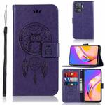 For OPPO A94 / A95 5G Wind Chime Owl Embossing Pattern Horizontal Flip Leather Case with Holder & Card Slots & Wallet(Purple)