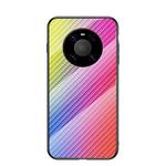 For Huawei Mate 40 Gradient Carbon Fiber Texture TPU Border Tempered Glass Case(Colorful Fiber)
