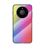 For Huawei Mate 40 Pro+ Gradient Carbon Fiber Texture TPU Border Tempered Glass Case(Colorful Fiber)