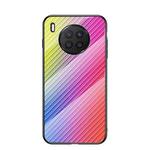 For Huawei nova 8i Gradient Carbon Fiber Texture TPU Border Tempered Glass Case(Colorful Fiber)