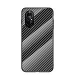 For Huawei nova 8 Gradient Carbon Fiber Texture TPU Border Tempered Glass Case(Black Fiber)