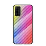 For Honor 30 Youth Gradient Carbon Fiber Texture TPU Border Tempered Glass Case(Colorful Fiber)