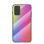 For Samsung Galaxy Note20 Gradient Carbon Fiber Texture TPU Border Tempered Glass Case(Colorful Fiber)