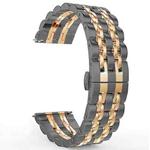 22mm Men Version Seven-beads Steel Watch Band(Black Rose Gold)