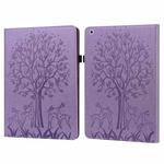 For iPad Pro 10.5 2017 / 10.2 2019 Tree & Deer Pattern Pressed Printing Horizontal Flip PU Leather Case with Holder & Card Slots & Sleep / Wake-up Function(Purple)