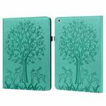 For iPad Pro 10.5 2017 / 10.2 2019 Tree & Deer Pattern Pressed Printing Horizontal Flip PU Leather Case with Holder & Card Slots & Sleep / Wake-up Function(Green)