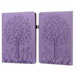 Tree & Deer Pattern Pressed Printing Horizontal Flip PU Leather Case with Holder & Card Slots & Sleep / Wake-up Function For iPad 9.7 2018/2017/Air 2/Air(Purple)