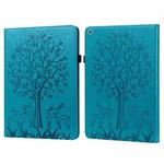Tree & Deer Pattern Pressed Printing Horizontal Flip PU Leather Case with Holder & Card Slots & Sleep / Wake-up Function For iPad 9.7 2018/2017/Air 2/Air(Blue)
