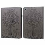 Tree & Deer Pattern Pressed Printing Horizontal Flip PU Leather Case with Holder & Card Slots & Sleep / Wake-up Function For Samsung Galaxy Tab S6 Lite(Grey)