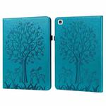 Tree & Deer Pattern Pressed Printing Horizontal Flip PU Leather Case with Holder & Card Slots & Sleep / Wake-up Function For Samsung Galaxy Tab A7 10.4 2020(Blue)