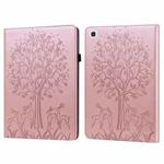 Tree & Deer Pattern Pressed Printing Horizontal Flip PU Leather Case with Holder & Card Slots & Sleep / Wake-up Function For Samsung Galaxy Tab A7 10.4 2020(Pink)
