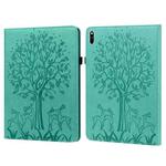 For Huawei MatePad Pro 10.8 2021 Tree & Deer Pattern Pressed Printing Horizontal Flip PU Leather Case with Holder & Card Slots(Green)