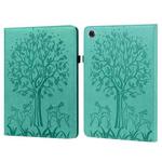 For Lenovo Tab M8 8505X 8.0 Tree & Deer Pattern Pressed Printing Horizontal Flip PU Leather Case with Holder & Card Slots(Green)